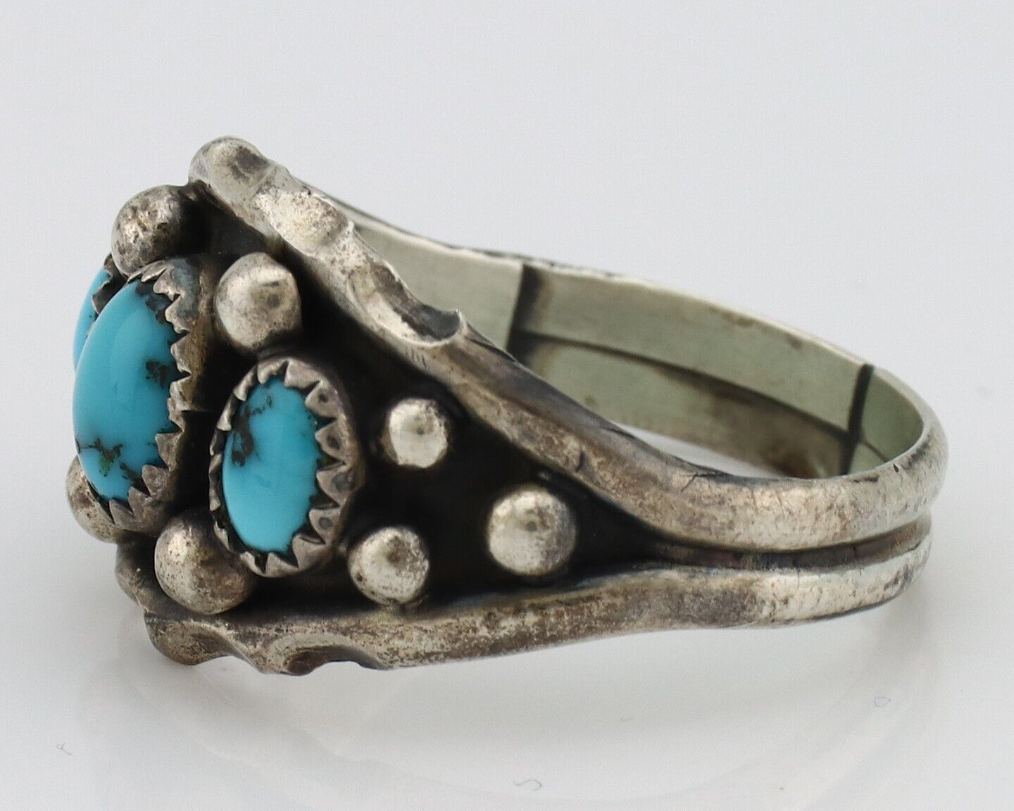Navajo Ring 925 Silver Turquoise Artist Signed E SkyStone Creations C.80's