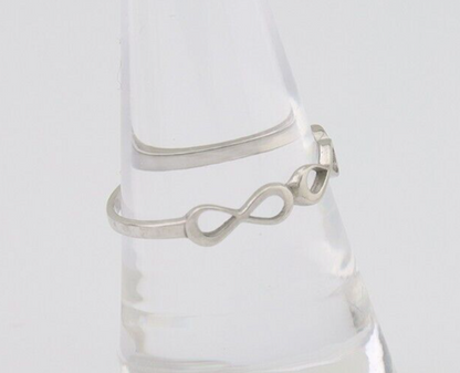 Infinity Heart Promise Ring 925 Solid Silver Size 8.25