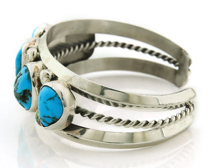 Navajo Cuff Bracelet 925 Sterling Silver Turquoise Handmade Vintage Signed JR
