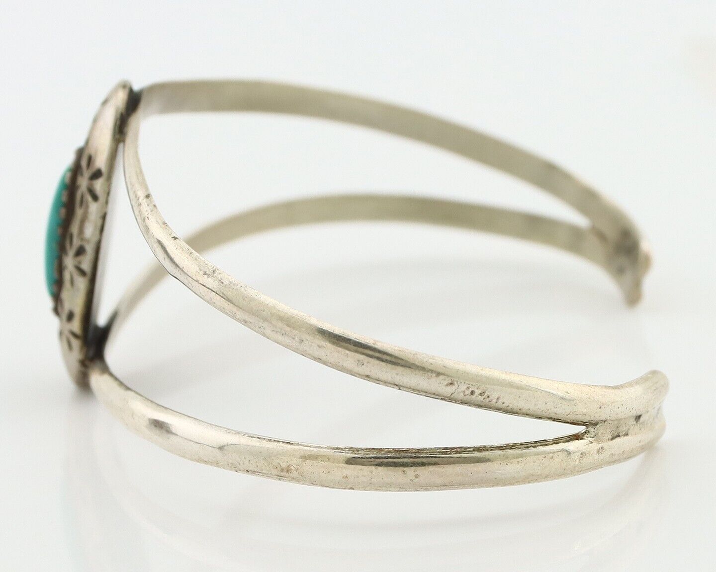 Navajo Bracelet 925 Silver Kingman Turquoise Artist Signed IJC C.80's