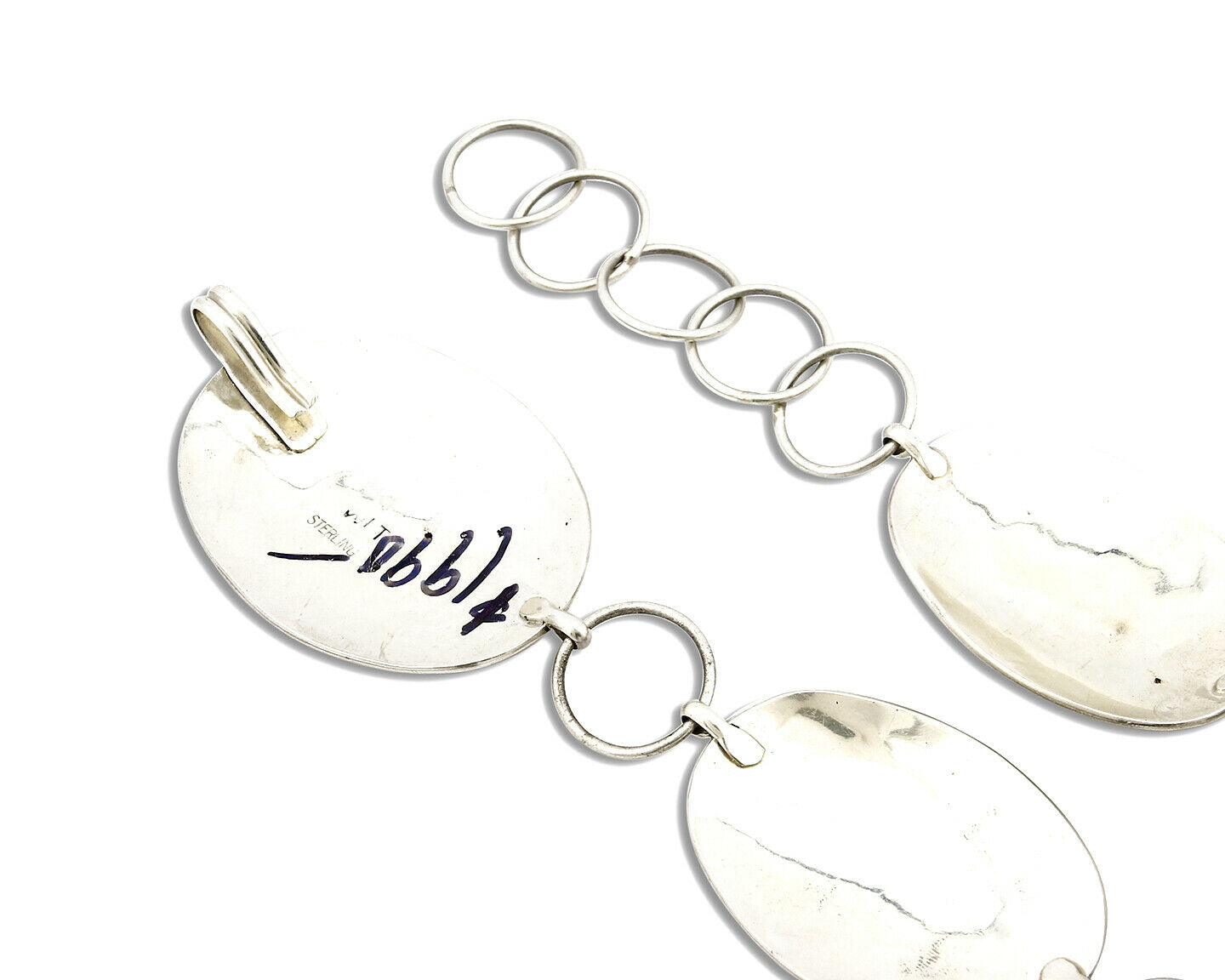 Navajo Concho Belt .925 Silver & 14k GP Signed WHT C.80's