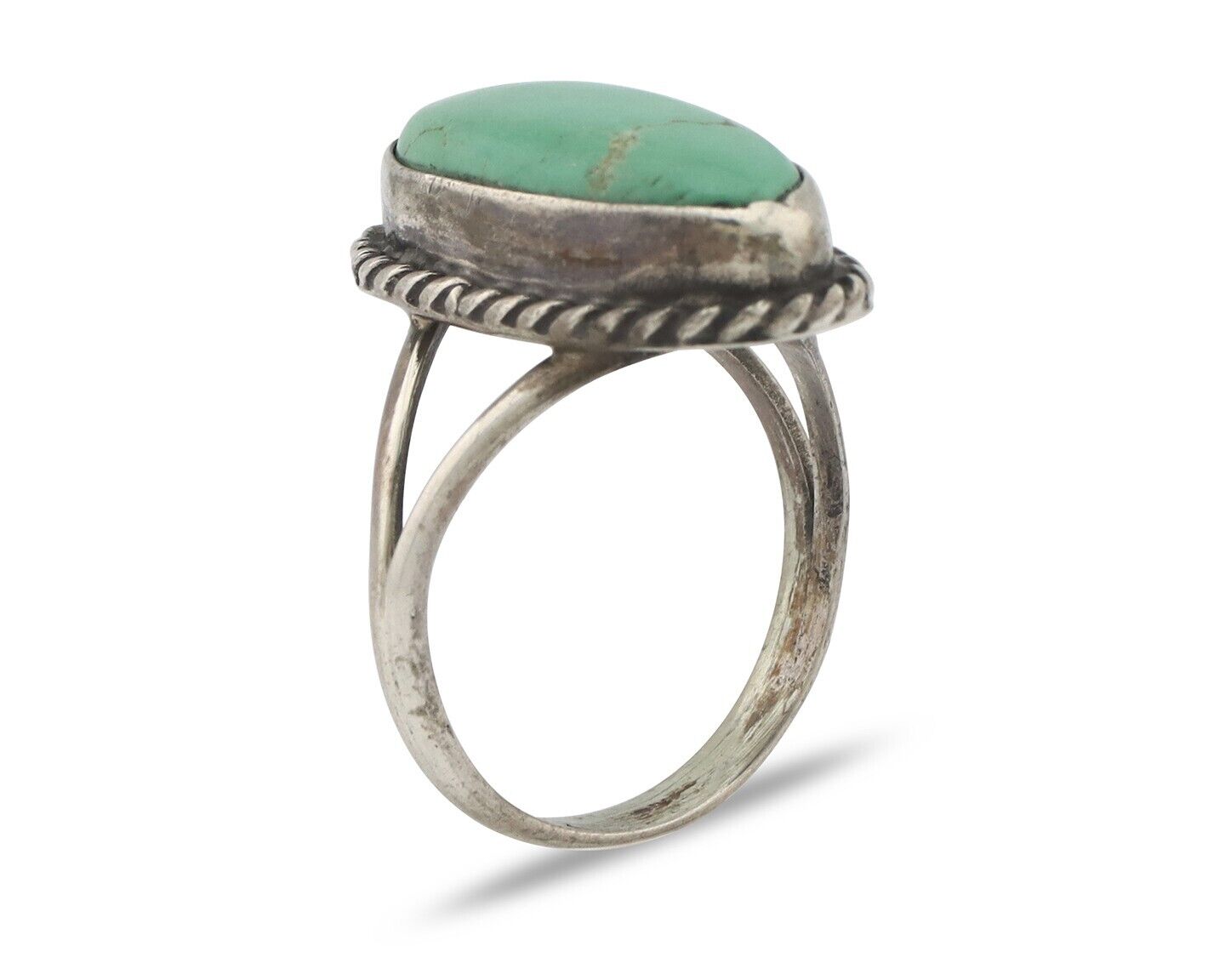 Navajo Ring .925 Silver Natural Kingman Turquoise Native American Signed C.80's