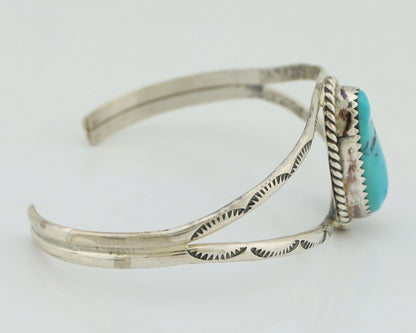 Navajo Bracelet 925 Silver Sleeping Beauty Turquoise Signed Robert Vandover C80s