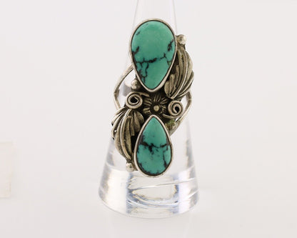 Navajo Handmade Ring 925 Silver Natural Tuquoise Artist Signed R E C.80's