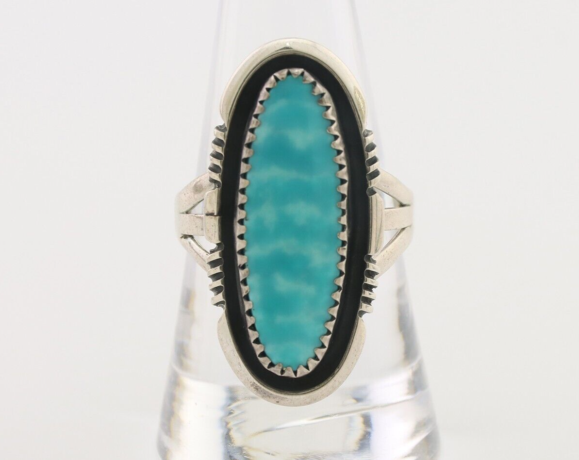 Navajo Ring 925 Silver Natural Blue Turquoise Native American Artist C.80's