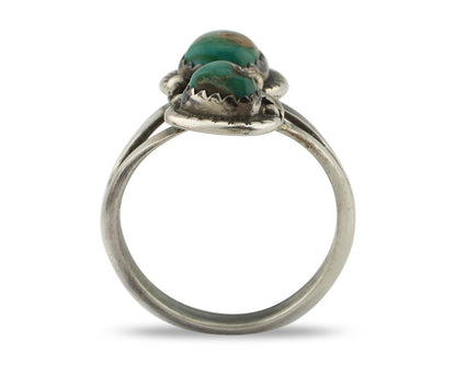 Navajo Ring 925 Silver Natural AAA Blue Turquoise Artist Signed Tom Willeto C80s