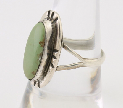 Navajo Handmade Ring 925 Silver Green Turquoise Artist Signed Kachina C.80's