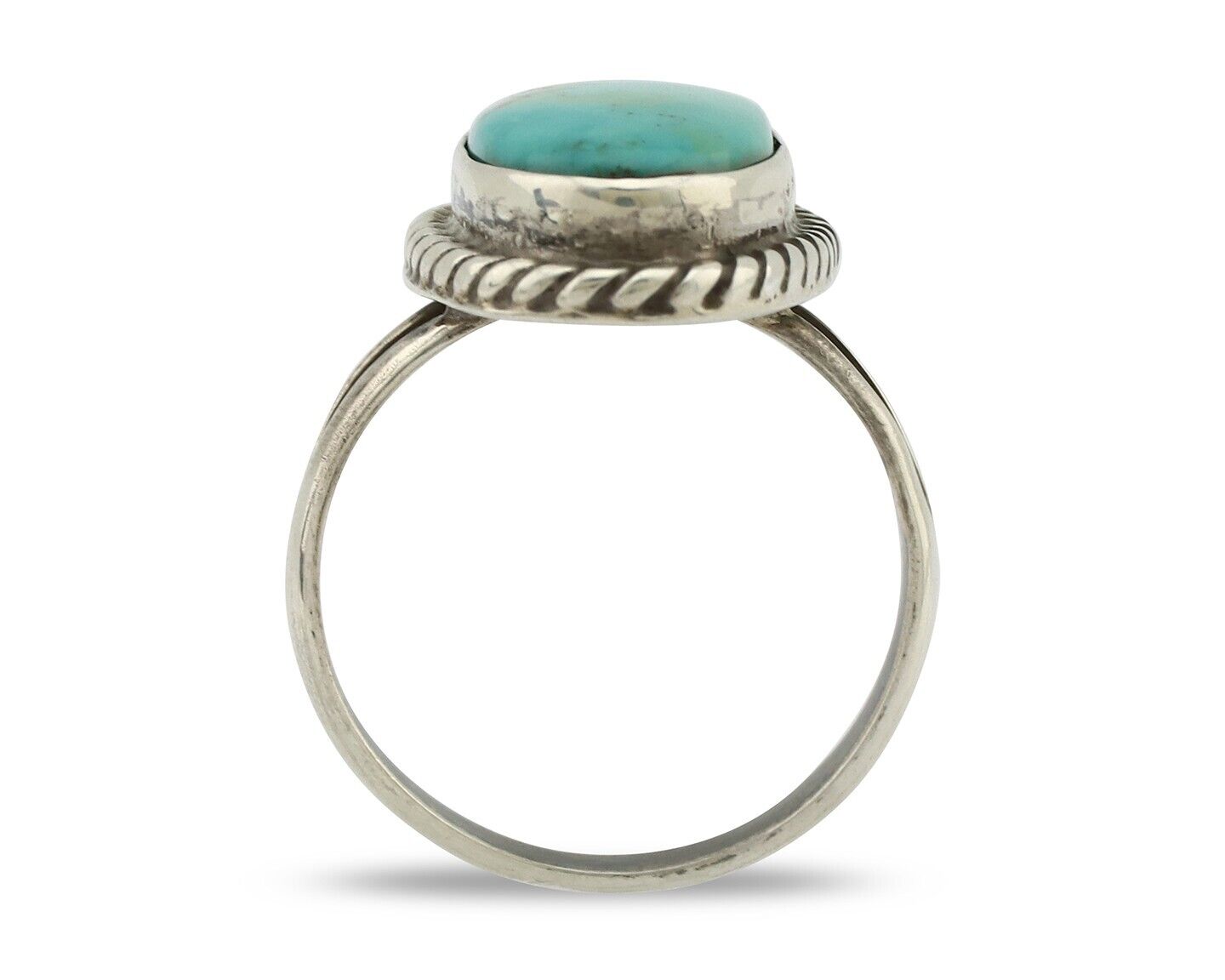 Navajo Ring 925 Silver Kingman Turquoise Artist Signed M Montoya C.80's