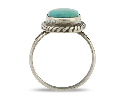 Navajo Ring 925 Silver Kingman Turquoise Artist Signed M Montoya C.80's