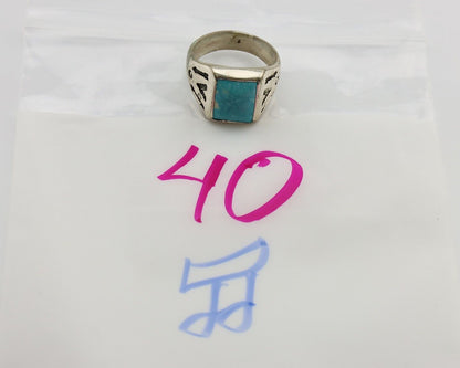 Navajo Ring 925 Silver Kingman Turquoise Signed Sun Bell Silver Company C.80's