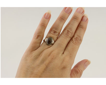 Navajo Handmade Ring 925 Silver Natural Fire Opal Native Artist Size 5.0 C.80's