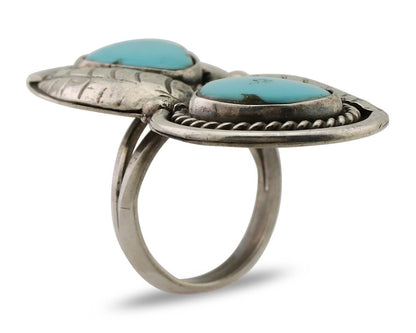 Navajo Handmade Ring 925 Silver Natural Tuquoise Native American Artist C.80's