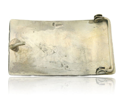 Vintage Navajo Belt Buckle 925 Sterling Silver Handmade Inlaid Gemstone Signed B