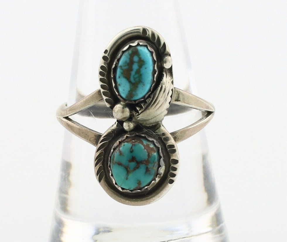 Navajo Ring 925 Silver Natural AAA Blue Spiderweb Turquoise Tom Willeto C.80's