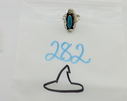 Navajo Ring 925 Silver Natural Blue Turquoise Signed IJC C.80's