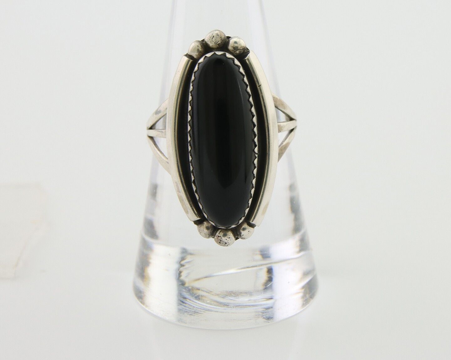 Navajo Handmade Ring 925 Silver Black Onyx Native American Artist C.80's