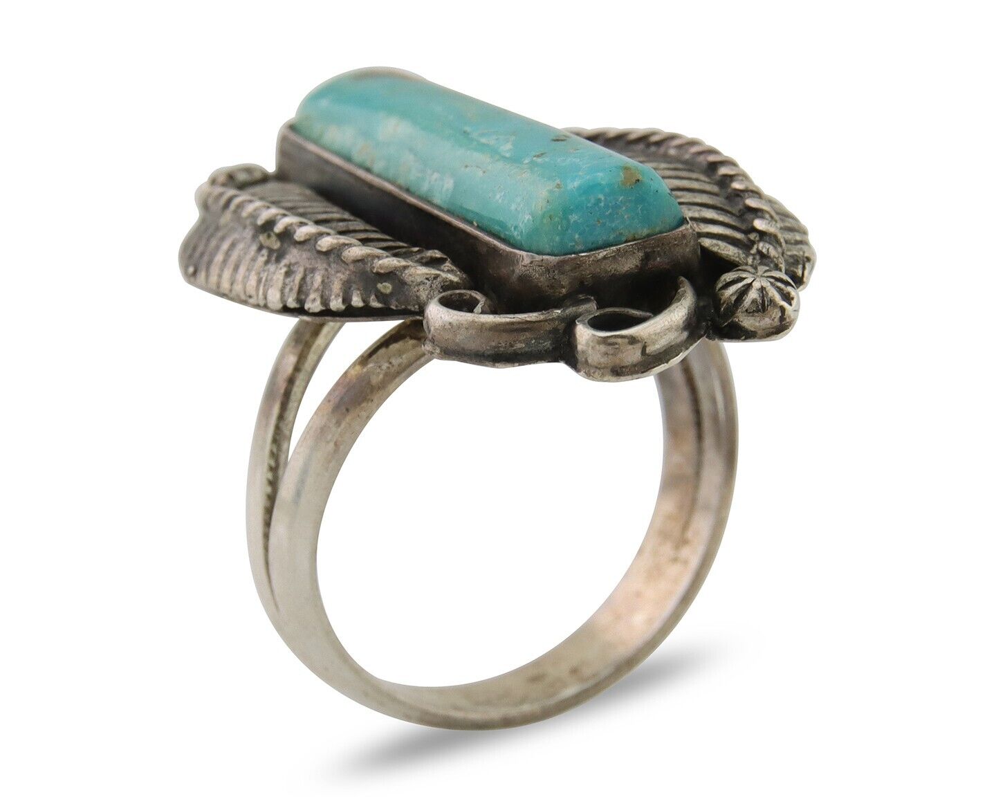 Navajo Handmade Ring 925 Silver Natural Turquoise Native Artist C.80's