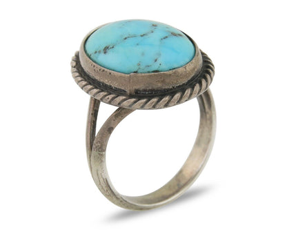 Navajo Handmade Ring 925 Silver Natural Turquoise Native Artist C.80's