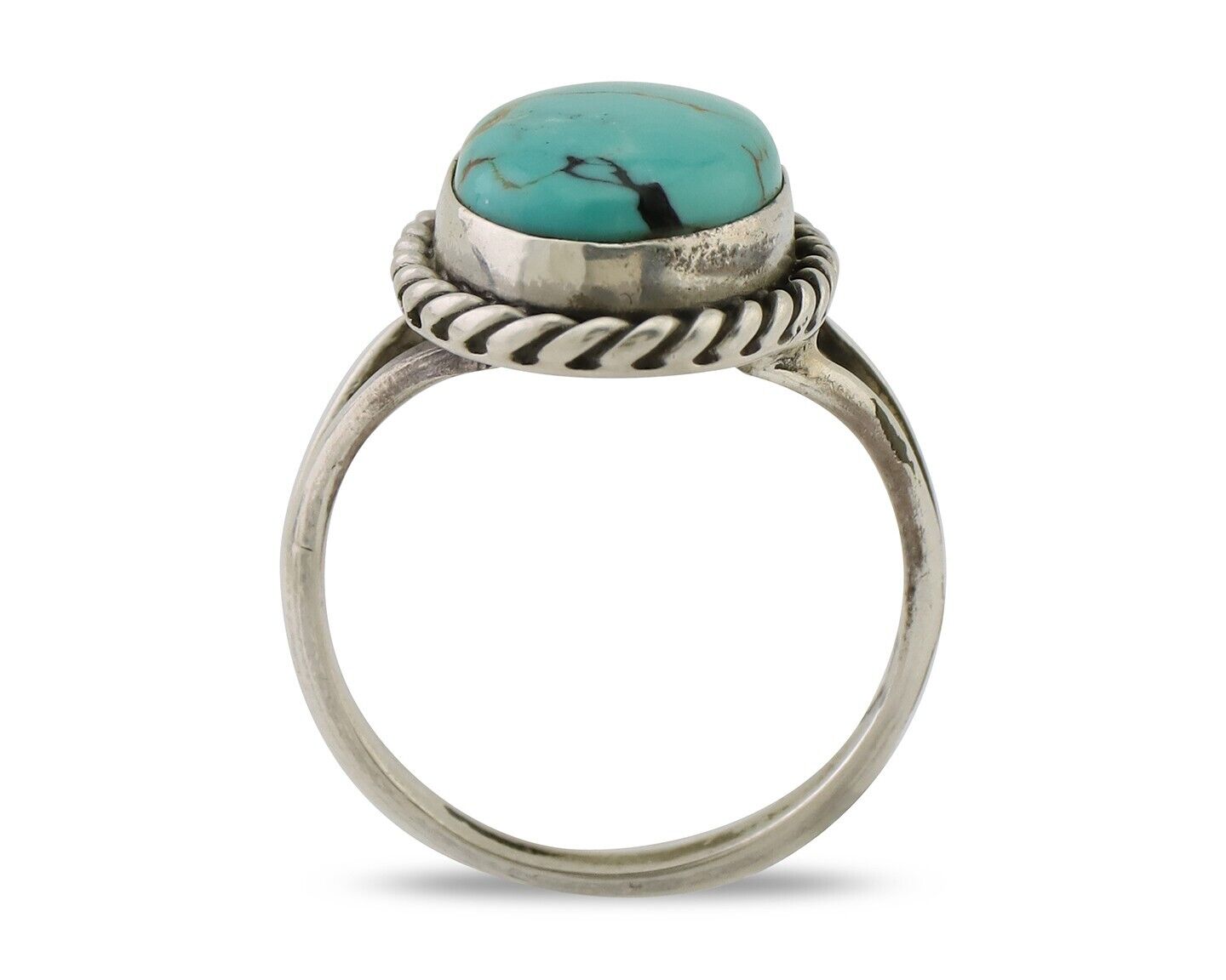 Navajo Ring 925 Silver Natural Blue Turquoise Native American Artist C.80's