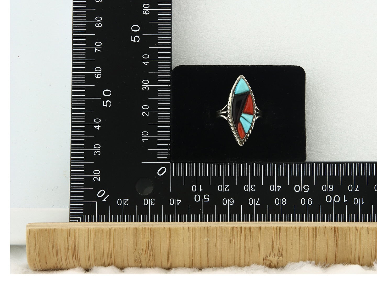 Vintage Zuni Ring 925 Sterling Silver Gemstone Signed R & GT Size 6.0