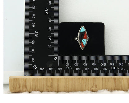 Vintage Zuni Ring 925 Sterling Silver Gemstone Signed R & GT Size 6.0