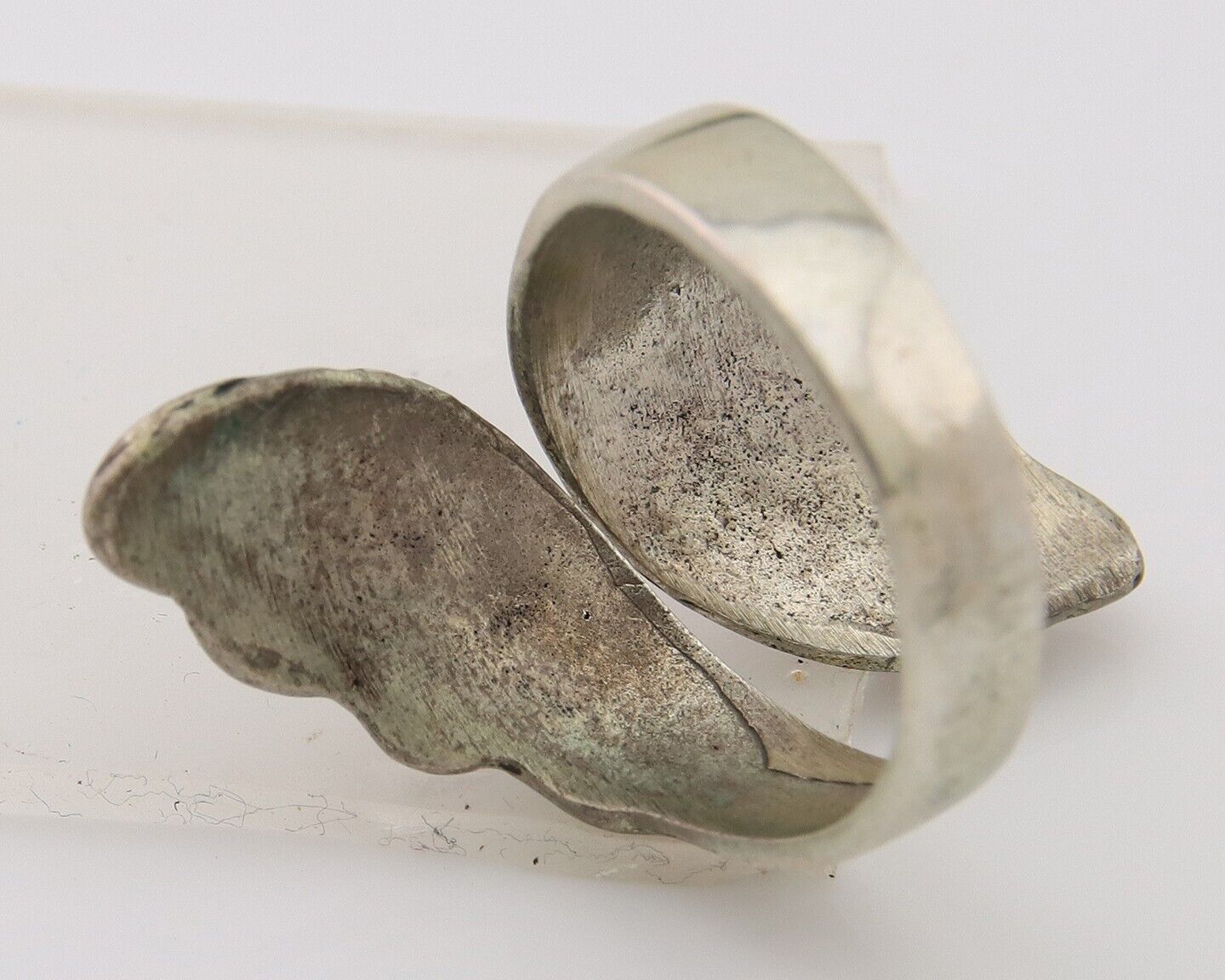 Navajo Ring 925 Silver Chip Inlay Coral Native Artist C.80's