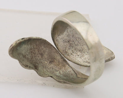 Navajo Ring 925 Silver Chip Inlay Coral Native Artist C.80's