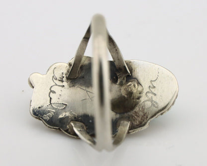 Navajo Ring 925 Silver Sleeping Beauty Turquoise Artist Signed Justin Morris C80