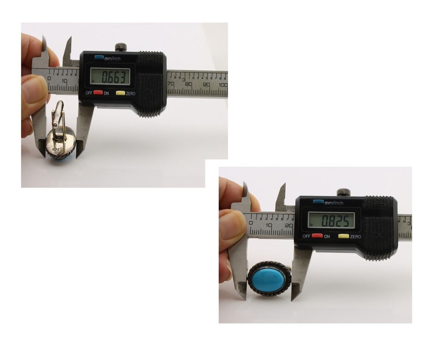 Navajo Cufflinks 925 Silver Native American Natural Turquoise C.80's