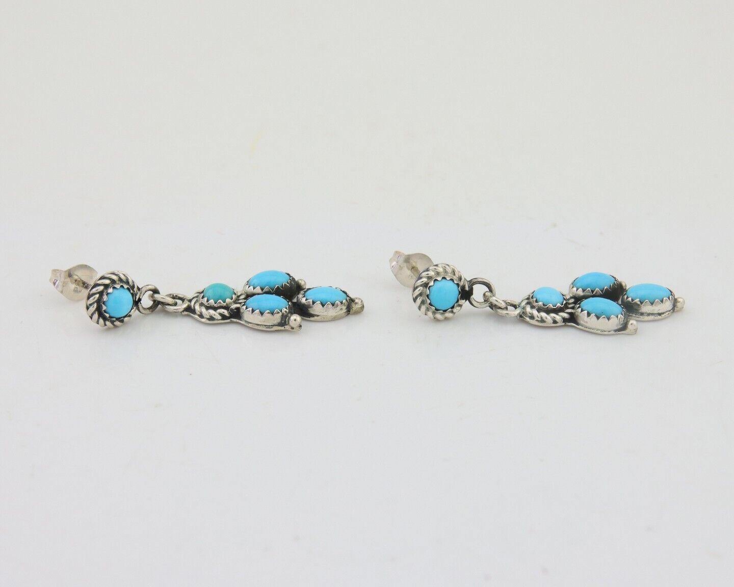 Navajo Paw Earrings 925 Silver Blue Turquoise Native American Artist C.80's