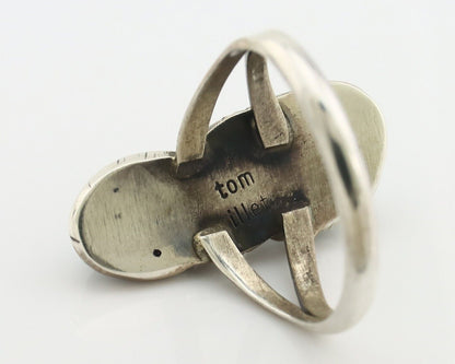Navajo Ring 925 Silver Natural AAA Blue Turquoise Artist Signed Tom Willeto C80s