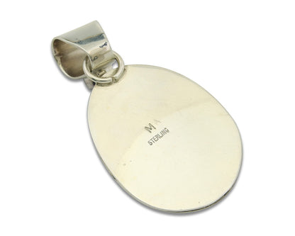 Navajo Sterling Silver Pendant Denim Lapis Authentic Vintage Signed M