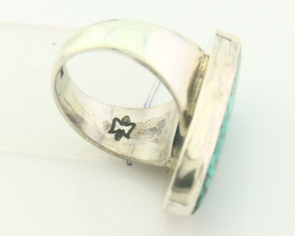 Navajo Men Ring 925 Sterling Natural Blue Turquoise Signed M Montoya C.80's