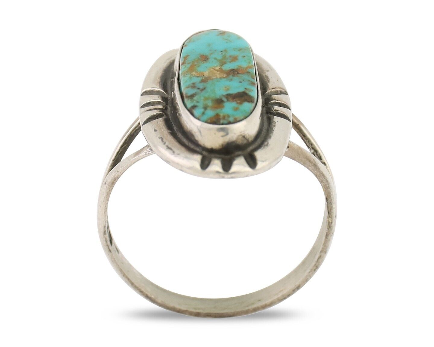 Navajo Handmade Ring 925 Silver Green Turquoise Artist Signed Kachina C.80's