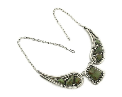 Navajo Necklace Earring Set Green Turquoise Vintage Signed Daniel Etsitty C.80's