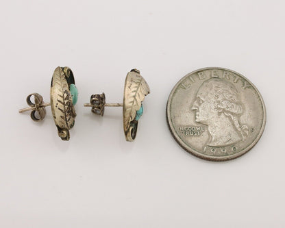 Navajo Earrings 925 Silver Natural Turquoise Native American Artist C.80's