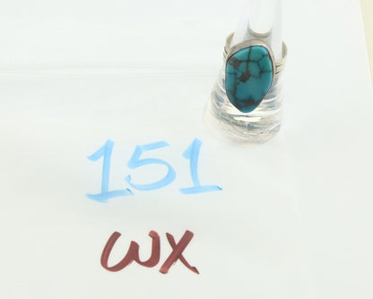 Navajo Ring 925 Sterling Blue Nevada Turquoise Native Artist C.80's