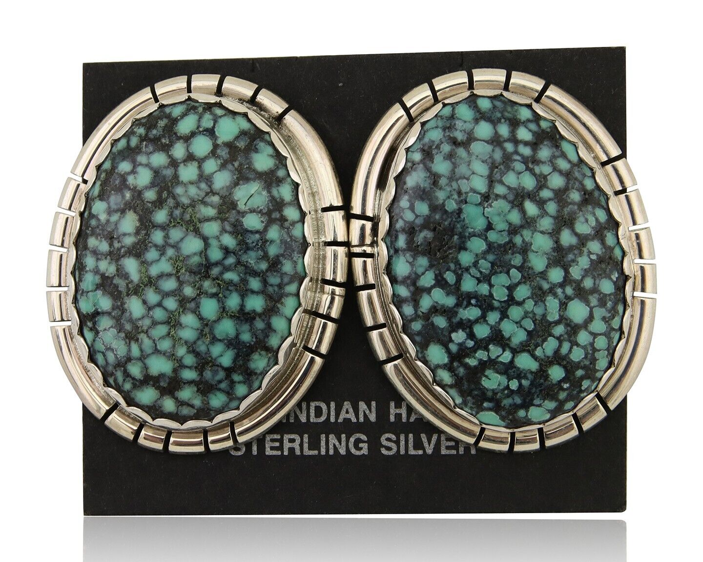 Navajo Earrings 925 Silver Mine 8 Turquoise Native American Artist C.80's
