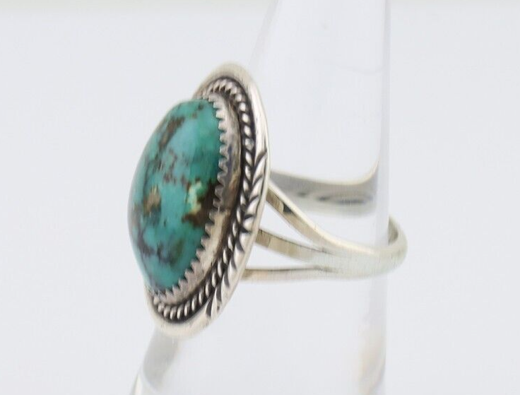 Navajo Ring 925 Silver Turquoise Signed William Denetdale Size 7.25 C.80's