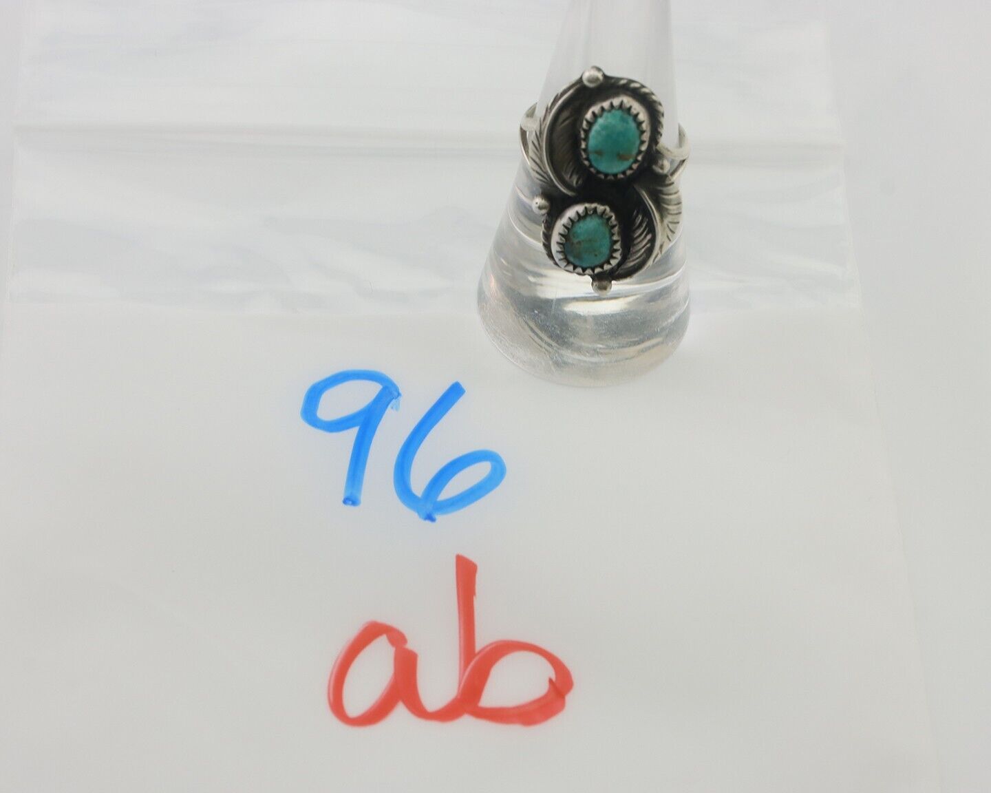 Navajo Ring 925 Silver Signed MC Natural Mined Turquoise C.80's