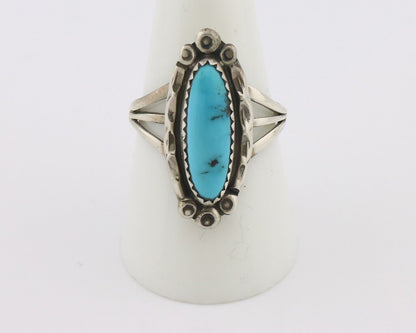 Navajo Ring .925 Silver Sleeping Beauty Turquoise Signed SkyStone Creations C80s