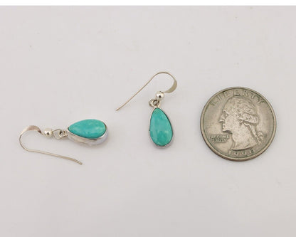 Navajo Dangle Earrings 925 Silver Natural Blue Turquoise Artist Signed M C.80's