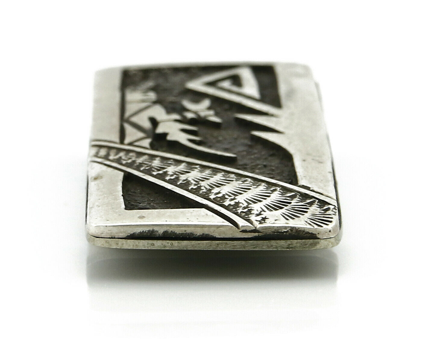 Navajo Money Clip .925 Silver & Nickle Hand Stamped Artist Richard Begay