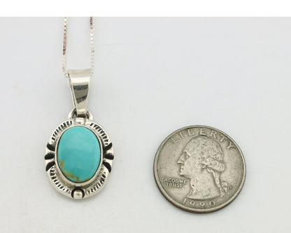 Navajo Necklace 925 Silver Arizona Turquoise Handmade Signed Gecko C.90's