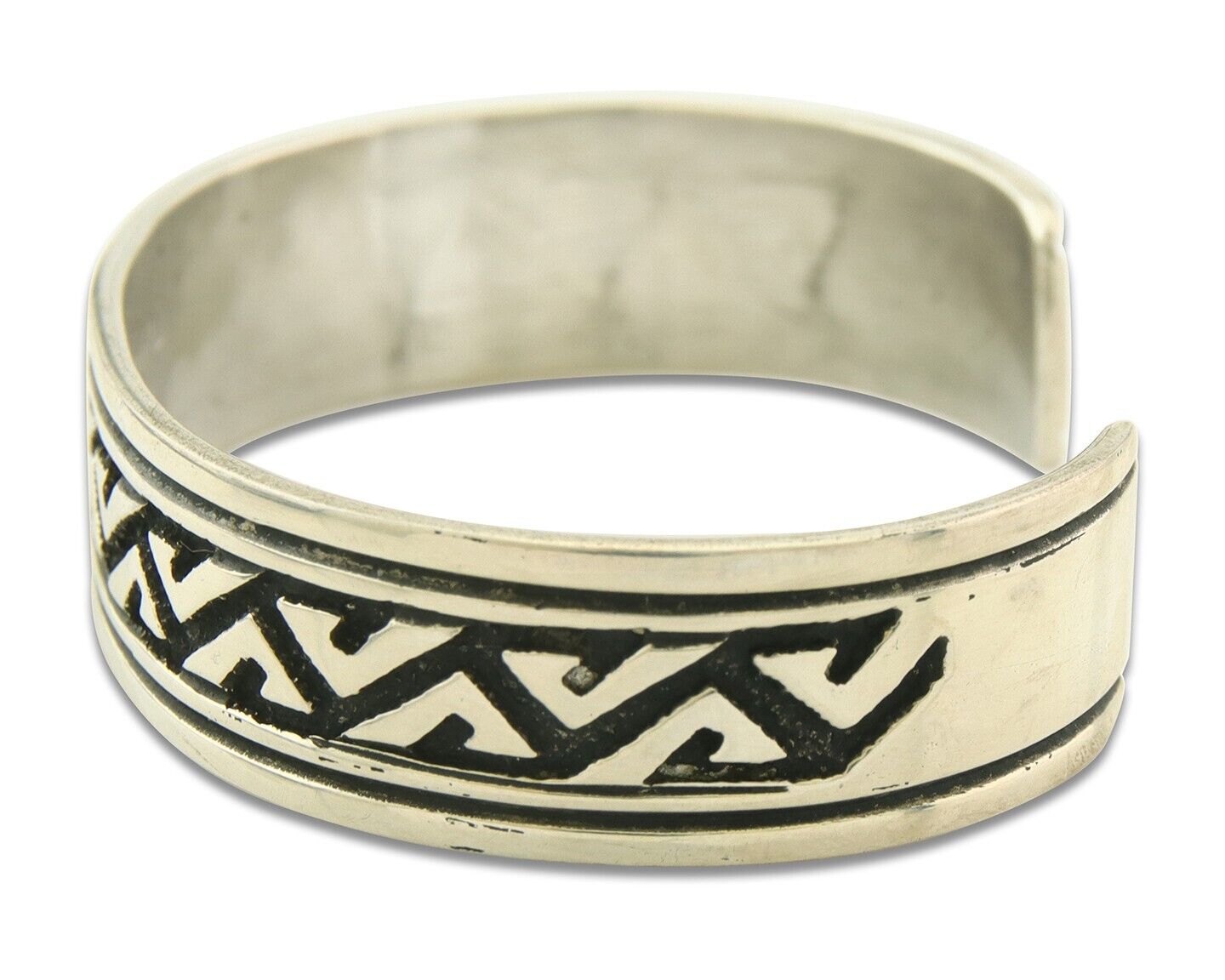 Navajo Bracelet 925 Silver Artist Signed Thomas Singer Cuff Made in the 1980's