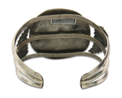 Men Navajo Bracelet 925 Silver Coral & Turquoise Native American Artist C.80's