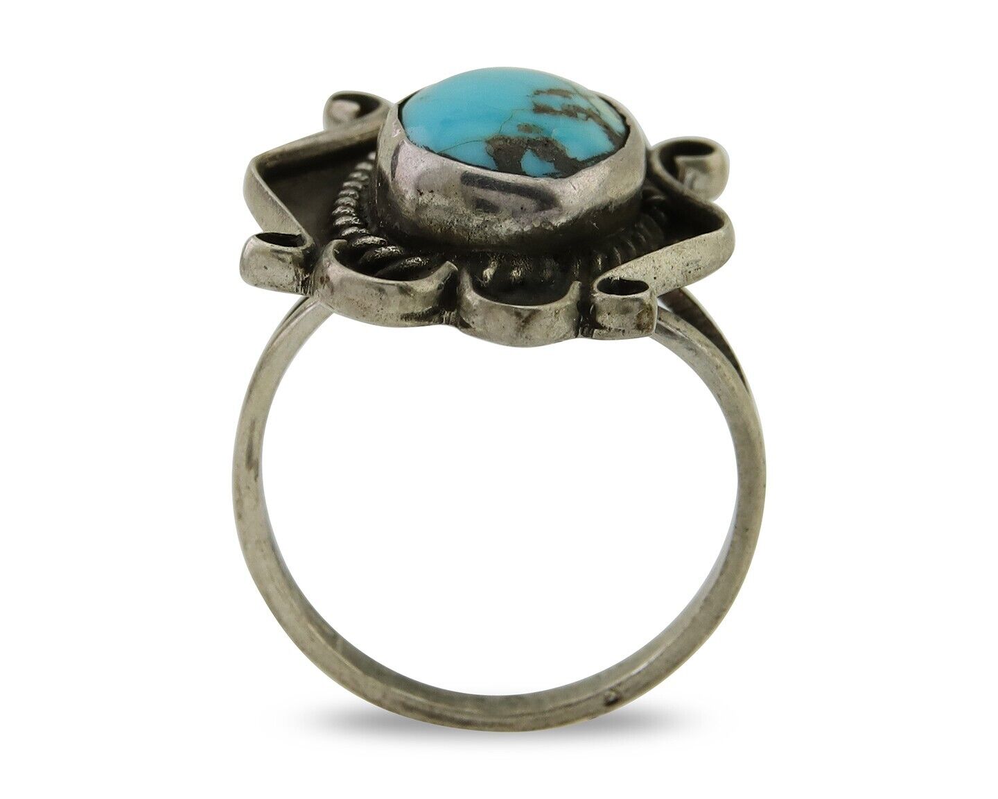 Navajo Handmade Ring 925 Silver Natural Arizona Turquoise Artist C.80's