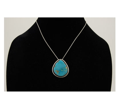 Navajo Necklace 925 Silver Blue Turquoise Artist Signed Doug Zachary C.80's