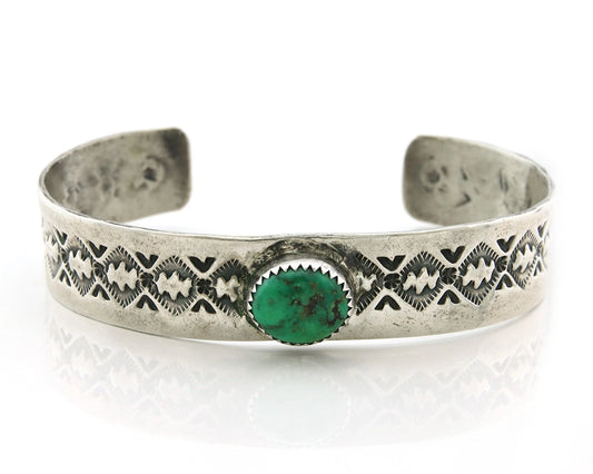 Navajo Cuff Bracelet 925 Sterling Silver Turquoise Vintage Signed Marcella James