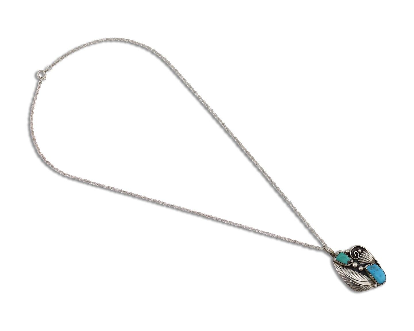 Navajo Turquoise Handmade Necklace 925 Silver Artist Signed PM C.80s